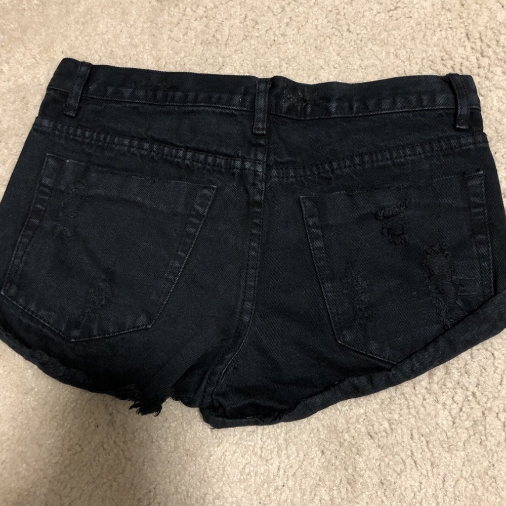 black high waisted distressed jean shorts